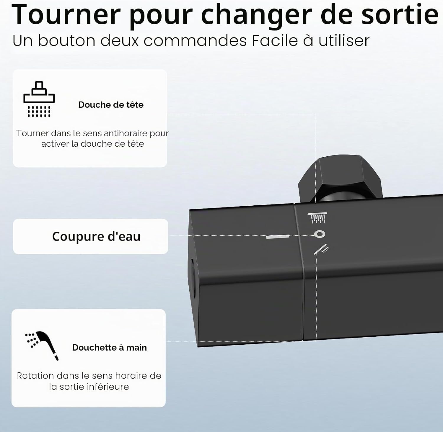 Mitigeur thermostatique douche noir mat 38°C - 34% de remise