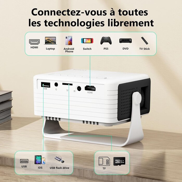 Yoton Mini Projecteur Portable Full HD - 33% de remise - Noir