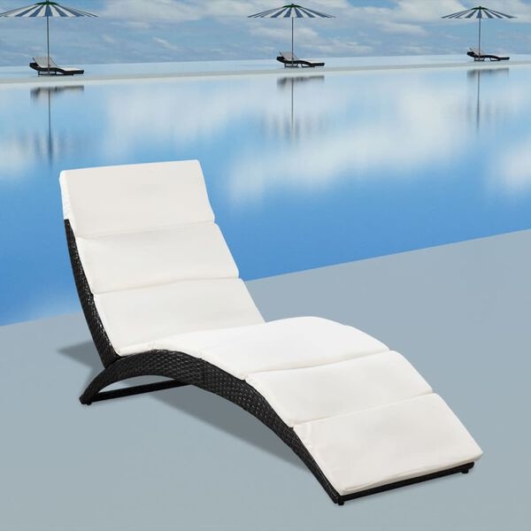 Vidaxl Bain de soleil pliant en rotin noir - 34% de remise
