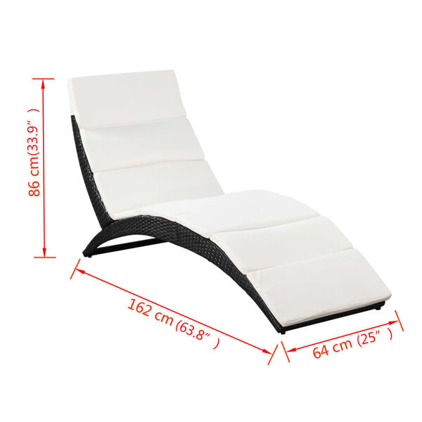 Vidaxl Bain de soleil pliant en rotin noir - 34% de remise