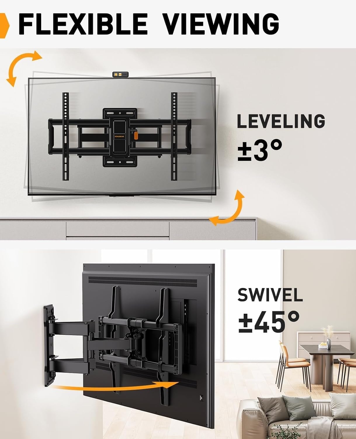 Support Mural TV Inclinable & Pivotant 42-86 Pouces - 33% de remise