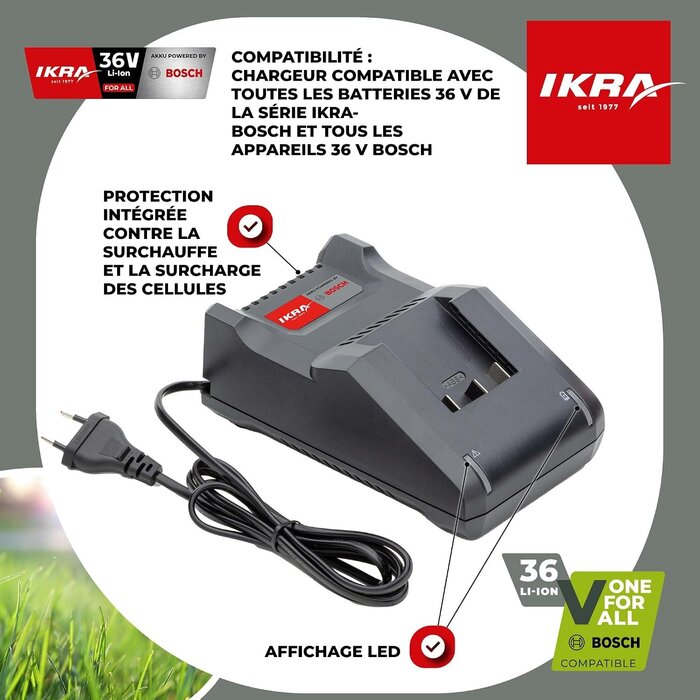 Chargeur rapide 36V pour outils de jardin - 33% de remise