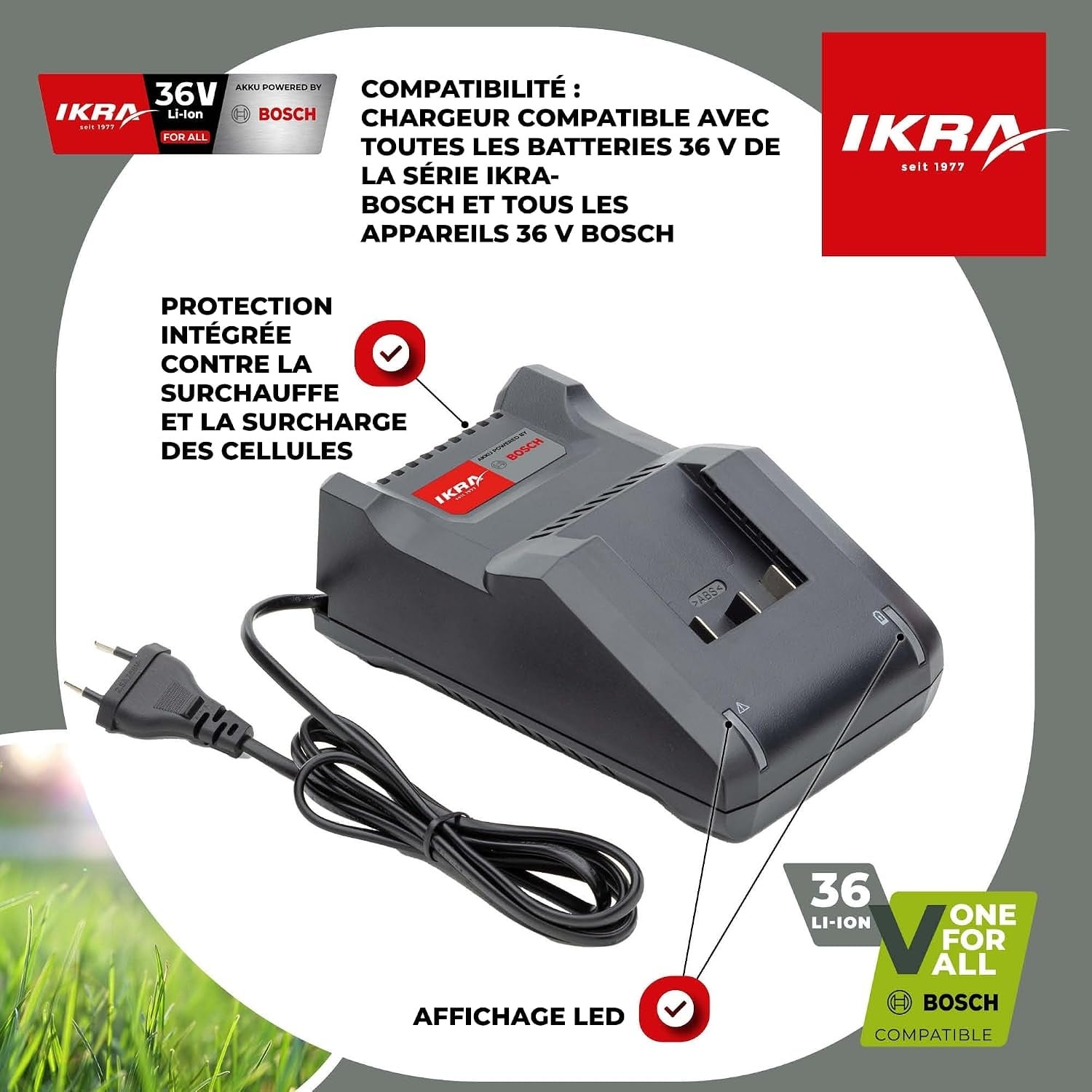 Chargeur rapide 36V pour outils de jardin - 33% de remise