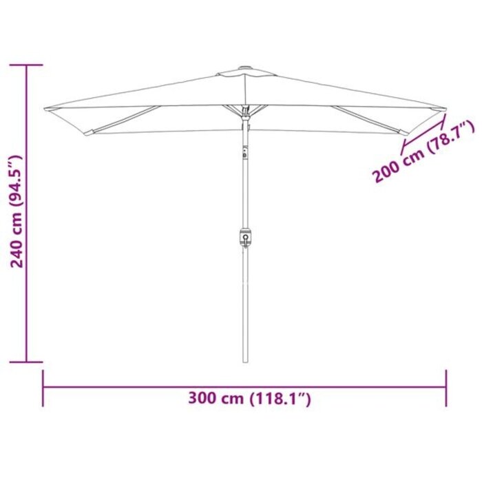 Vidaxl Parasol rectangulaire 200x300 cm sable - 34% de remise