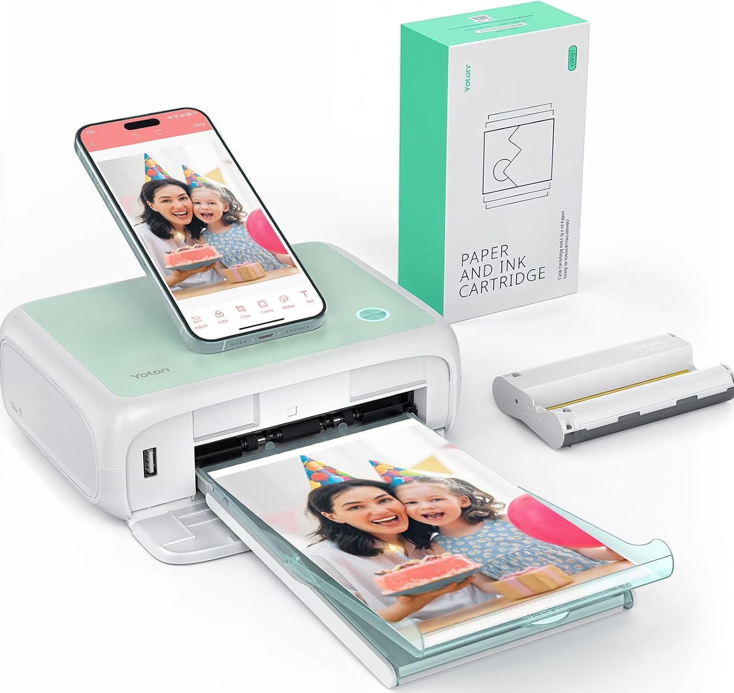 Yoton Imprimante photo Wi-Fi 10x15cm - Vert clair - 35% de remise