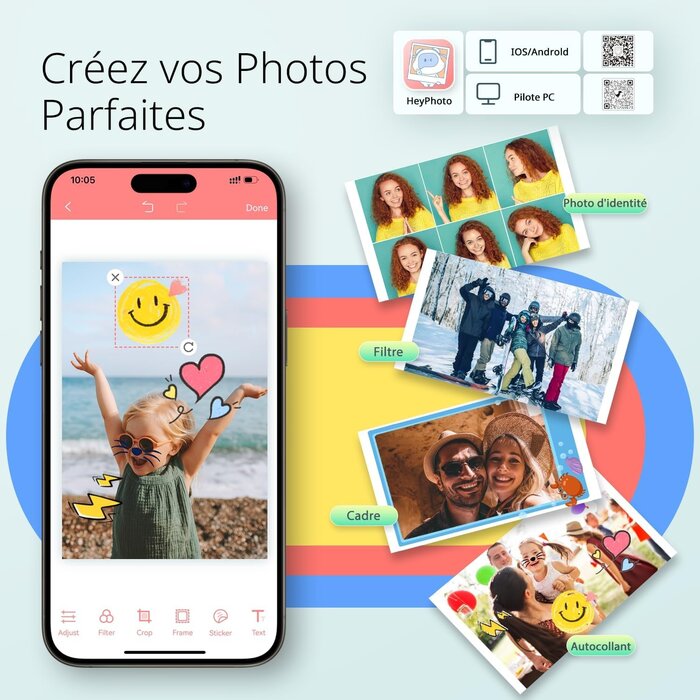 Yoton Imprimante photo Wi-Fi 10x15cm - Vert clair - 35% de remise