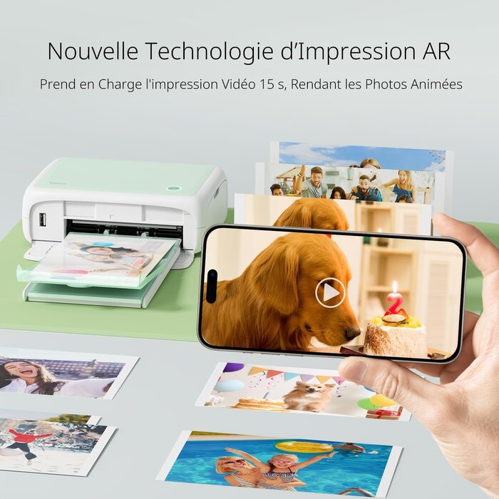 Yoton Imprimante photo Wi-Fi 10x15cm - Vert clair - 35% de remise