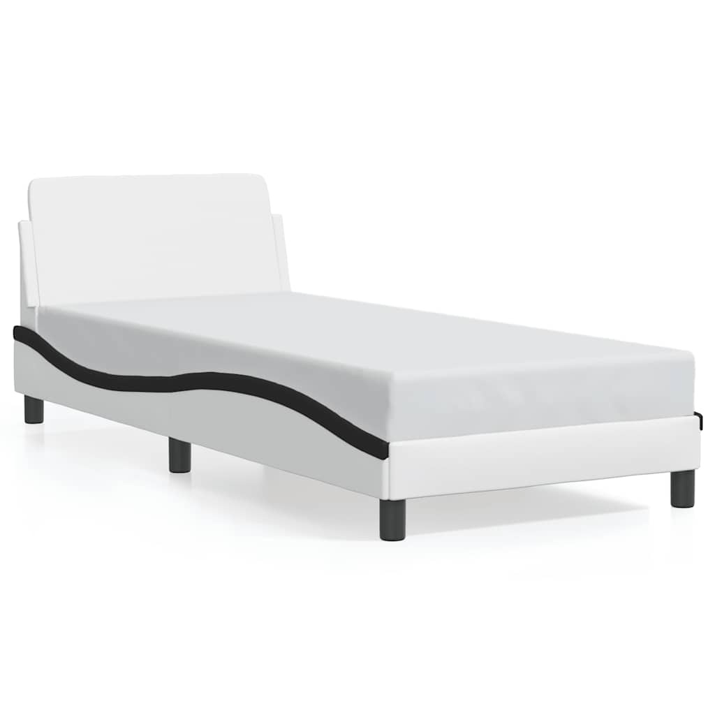 Vidaxl Cadre de lit Dover 90x190 cm - Similicuir Noir et Blanc - 34% de remise