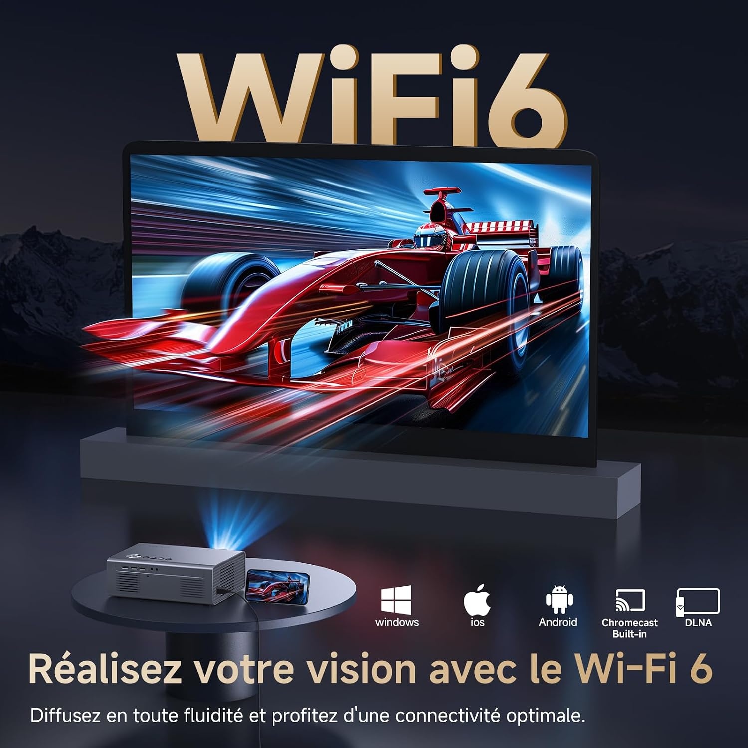 Projecteur 4K Intelligent avec WiFi 6 - 35% de remise