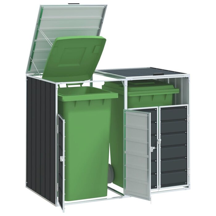 Vidaxl Abri pour 2 poubelles en acier anthracite 144x81x113 cm - 35% de remise