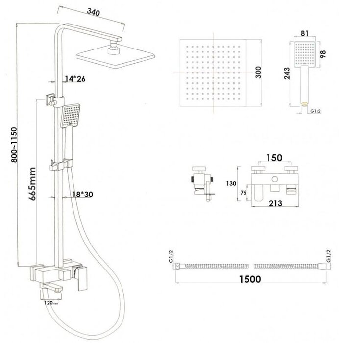 Viking Choice Colonne de douche chromée avec mitigeur - 25x25cm - 35% de remise