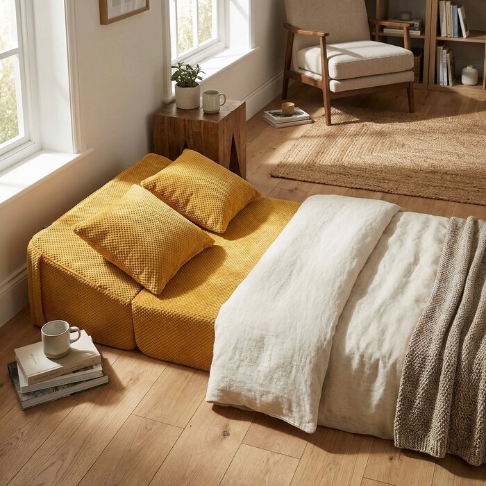 Viking Choice Matelas pliable et pouf 200x70cm Ocre - 34% de remise