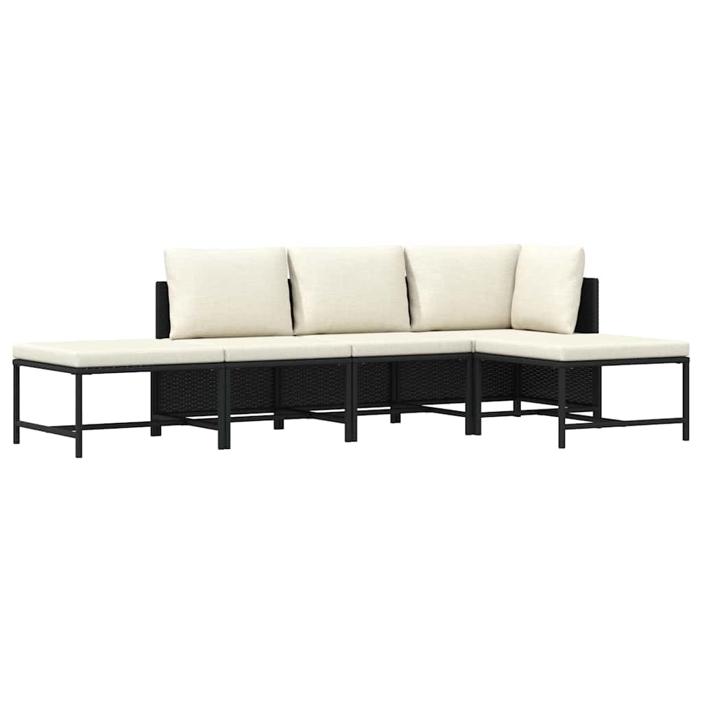 Vidaxl Salon de jardin 5 pièces en résine tressée noire - 35% de remise