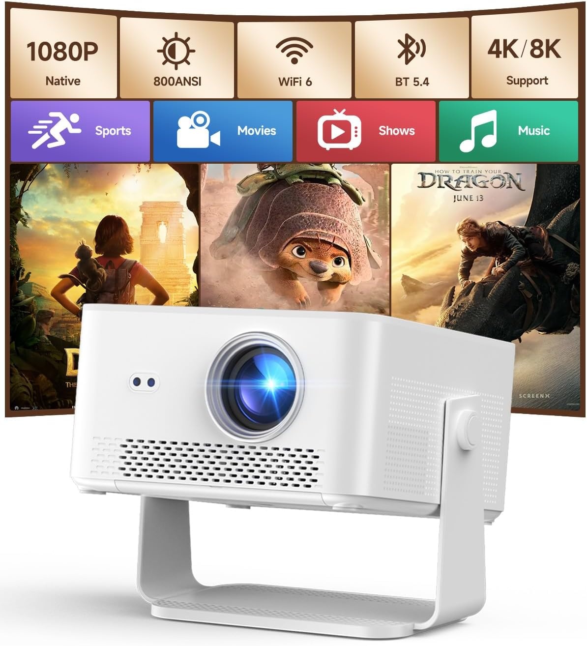 Magcubic Projecteur Vidéo Android 14 1080P - Rotation 180° - 35% de remise