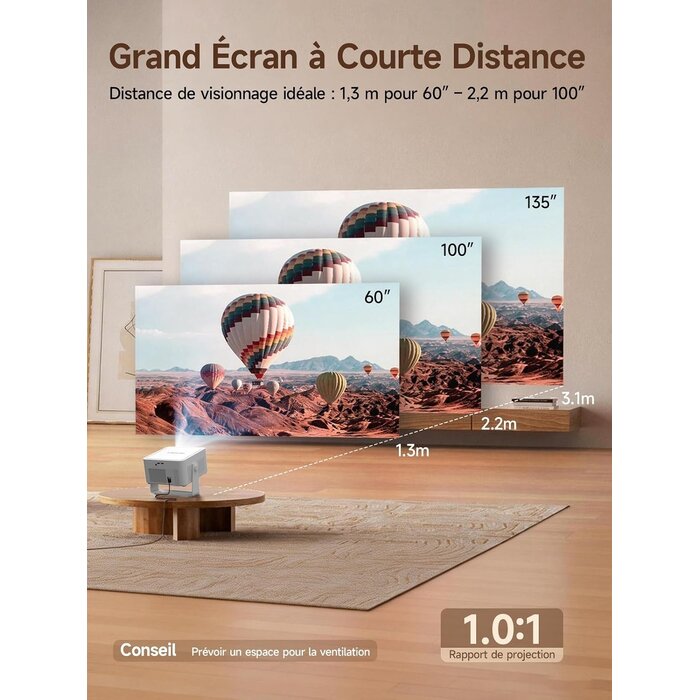 Magcubic Projecteur Vidéo Android 14 1080P - Rotation 180° - 35% de remise