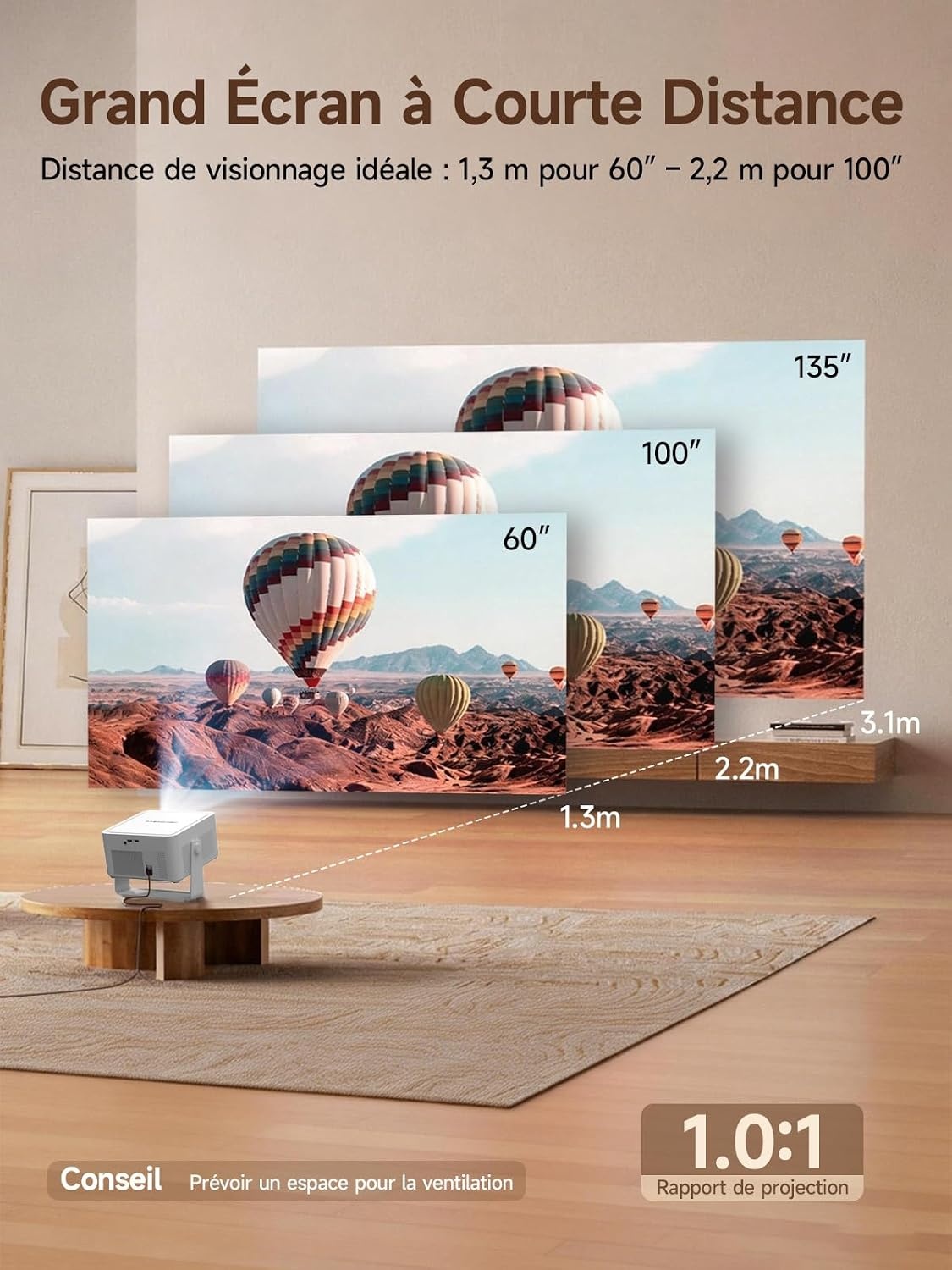 Magcubic Projecteur Vidéo Android 14 1080P - Rotation 180° - 35% de remise