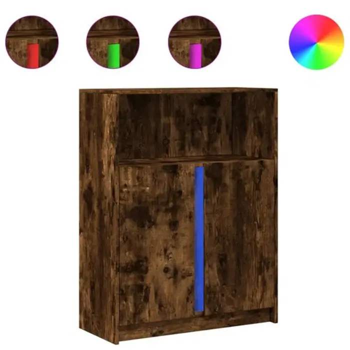 Buffet LED chêne fumé 77x34x100 cm - 34% de remise