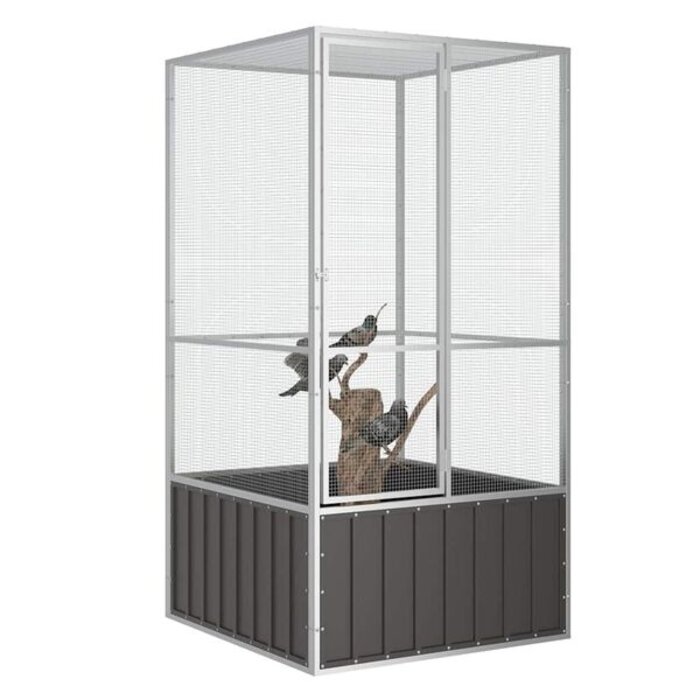 Grande Volière en Acier Anthracite 111x107x211,5 cm - 35% de remise