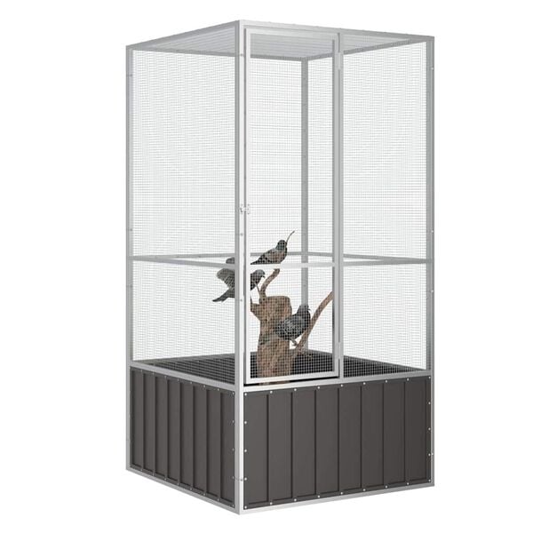 Grande Volière en Acier Anthracite 111x107x211,5 cm - 35% de remise