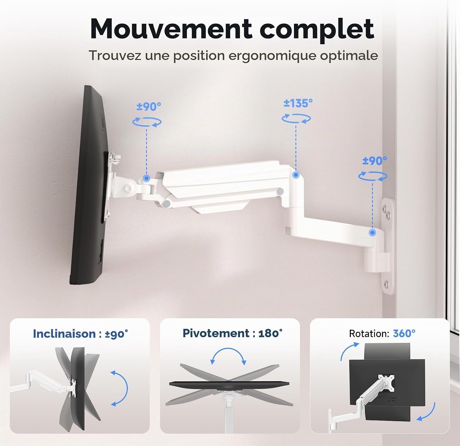Support Mural Articulé pour Écran 13-32" Blanc - 32% de remise