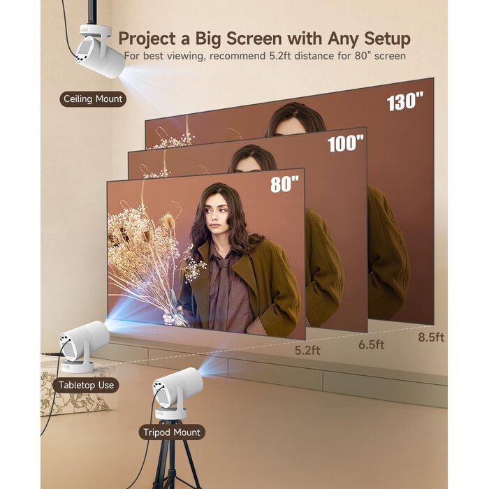 Projecteur Portable Wi-Fi 6 720p - Correction Auto - 34% de remise