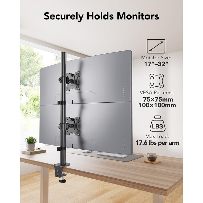 Support double moniteur vertical pour écrans 17-32 pouces - 33% de remise