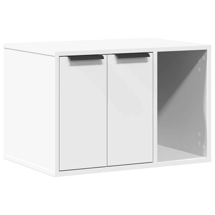 Meuble litière pour chat 60x40x40 cm - Blanc - 34% de remise