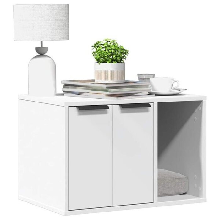 Meuble litière pour chat 60x40x40 cm - Blanc - 34% de remise