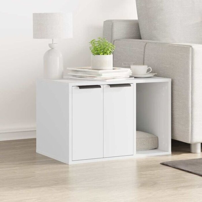Meuble litière pour chat 60x40x40 cm - Blanc - 34% de remise
