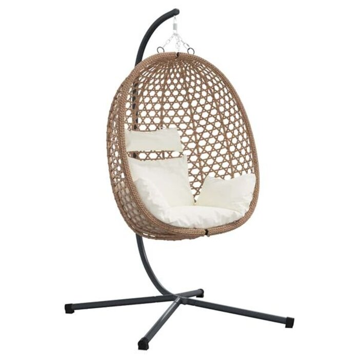 Fauteuil suspendu œuf résine tressée 191cm - Marron café - 35% de remise
