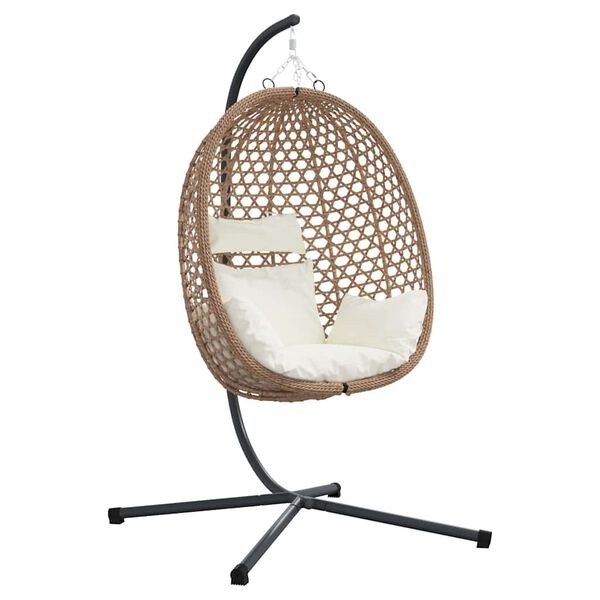 Fauteuil suspendu œuf résine tressée 191cm - Marron café - 35% de remise