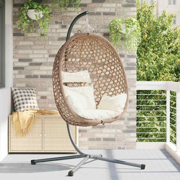 Fauteuil suspendu œuf résine tressée 191cm - Marron café - 35% de remise