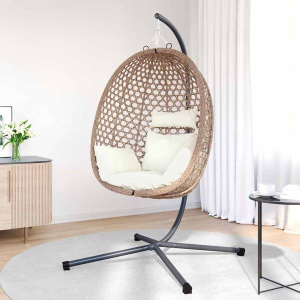 Fauteuil suspendu œuf résine tressée 191cm - Marron café - 35% de remise