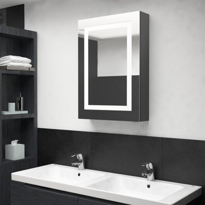 Armoire de salle de bain LED avec miroir grise 50x70cm - 34% de remise