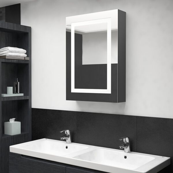 Armoire de salle de bain LED avec miroir grise 50x70cm - 34% de remise