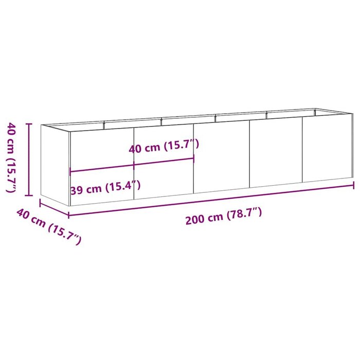 Jardinière surélevée 200x40x40 cm en acier galvanisé - 34% de remise
