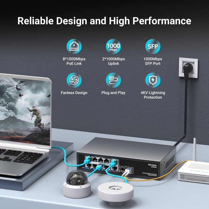 Switch Réseau Gigabit PoE+ 12 Ports - 33% de remise