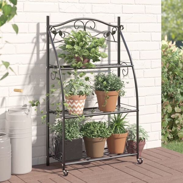 Étagère à fleurs en acier noir 56x30x96 cm - 34% de remise