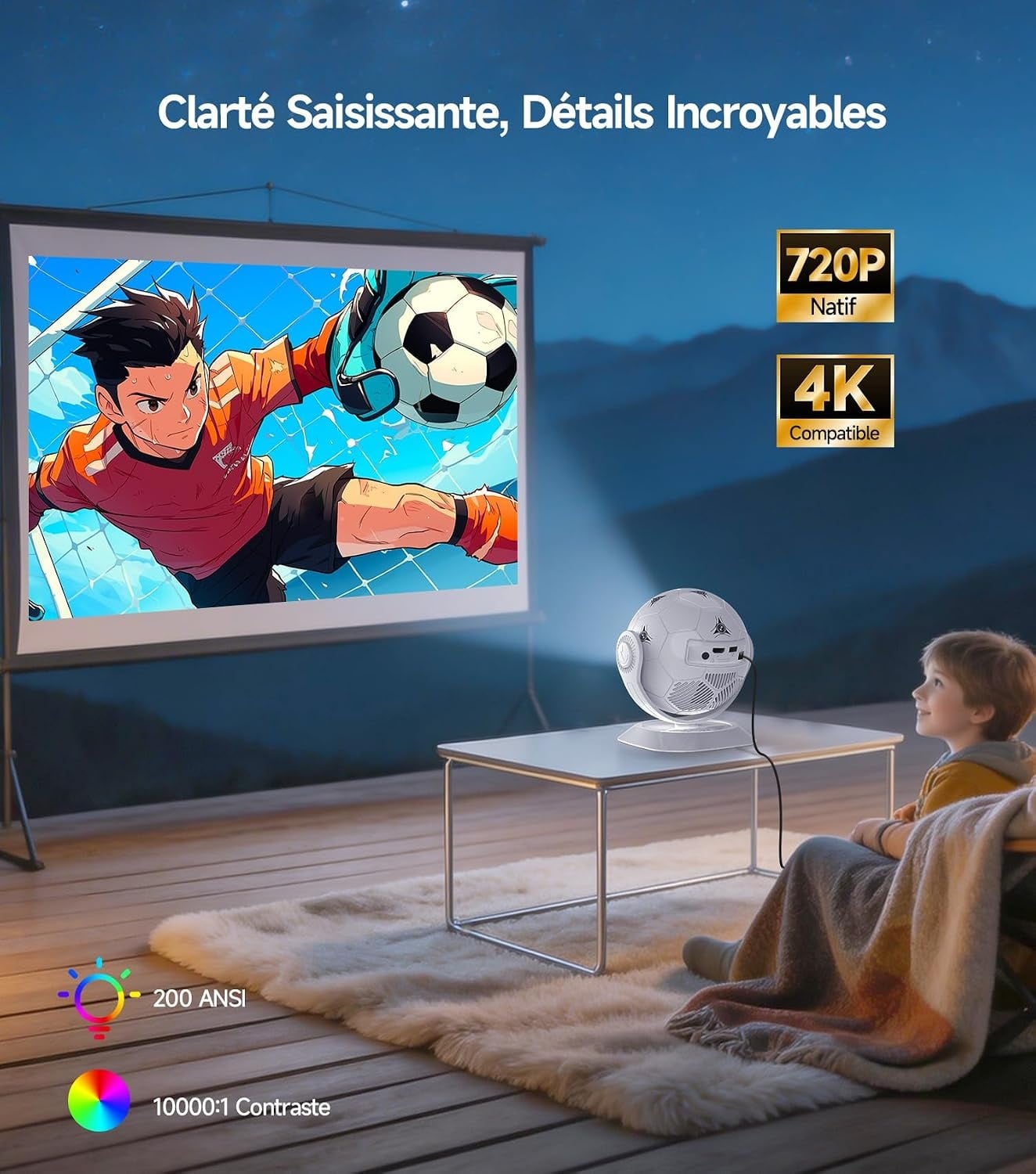 Mini Projecteur LED 4K Android 14 - 34% de remise - Blanc