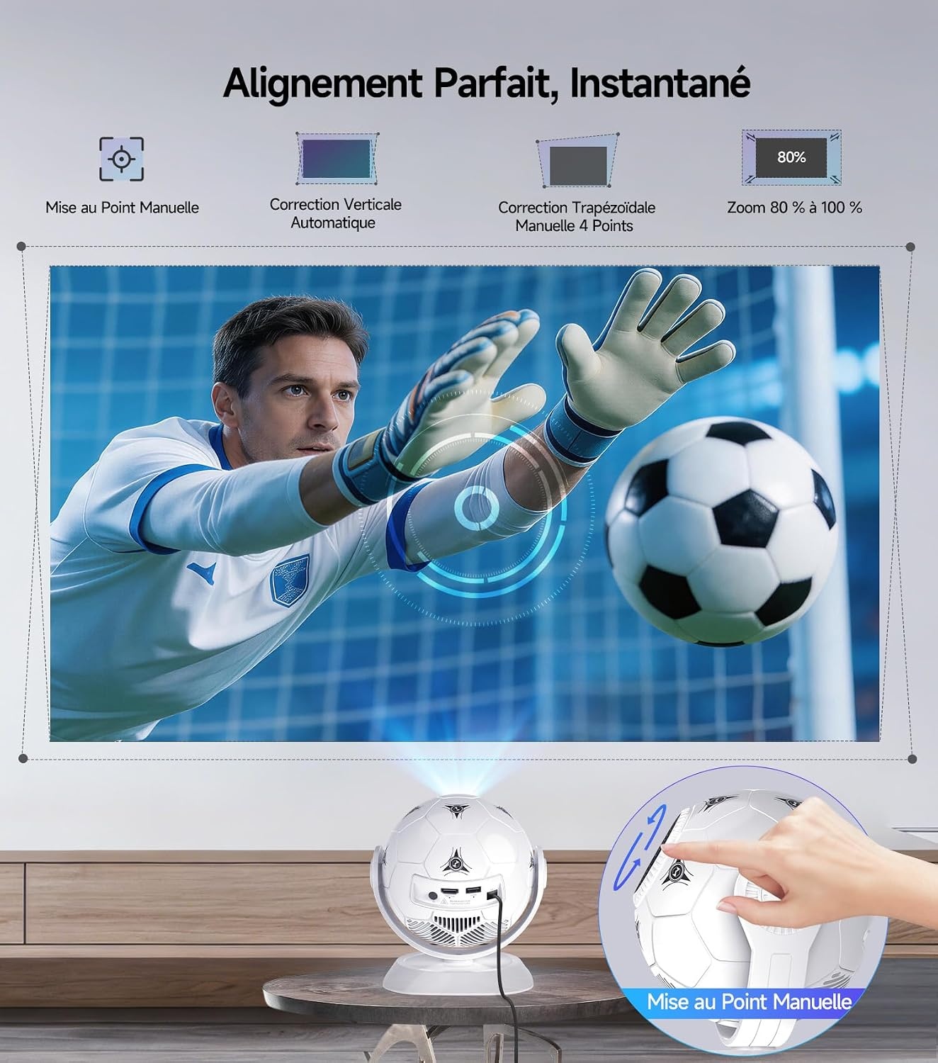 Mini Projecteur LED 4K Android 14 - 34% de remise - Blanc
