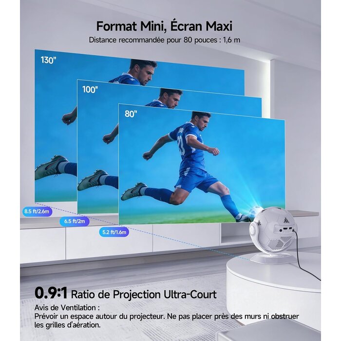 Mini Projecteur LED 4K Android 14 - 34% de remise - Blanc