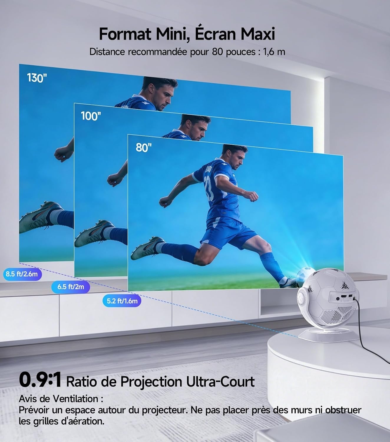 Mini Projecteur LED 4K Android 14 - 34% de remise - Blanc