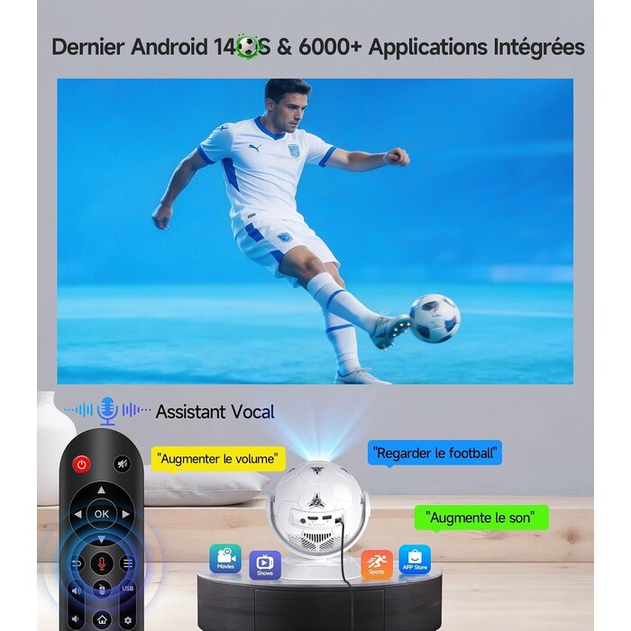 Mini Projecteur Portable 4K Android 14 - 34% de remise