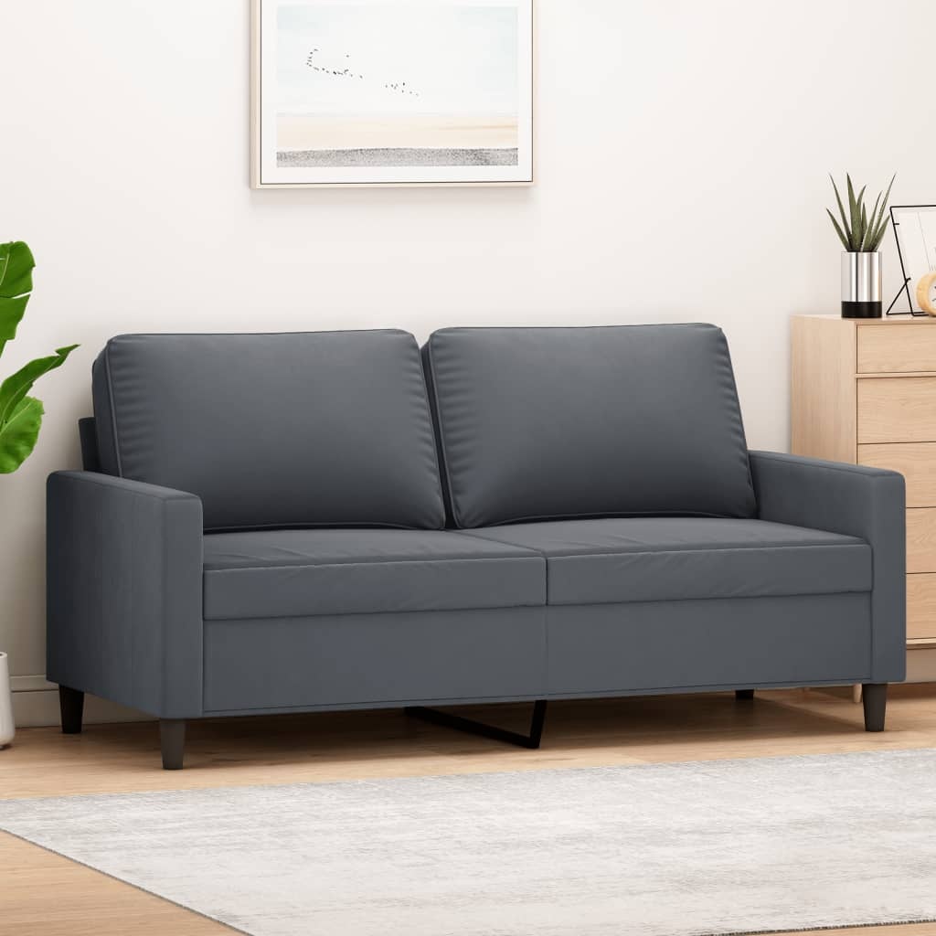 Canapé deux places en velours gris foncé - 140 cm - 35% de remise