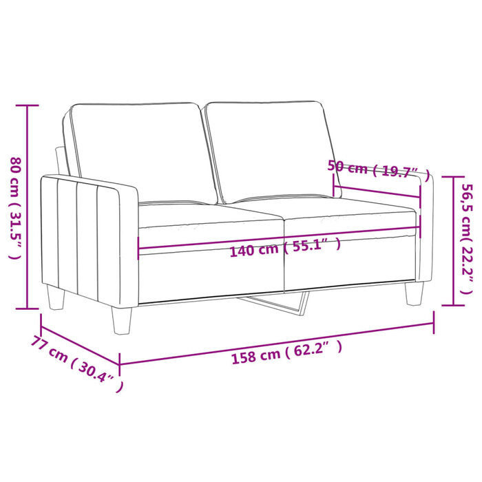Canapé deux places en velours gris foncé - 140 cm - 35% de remise