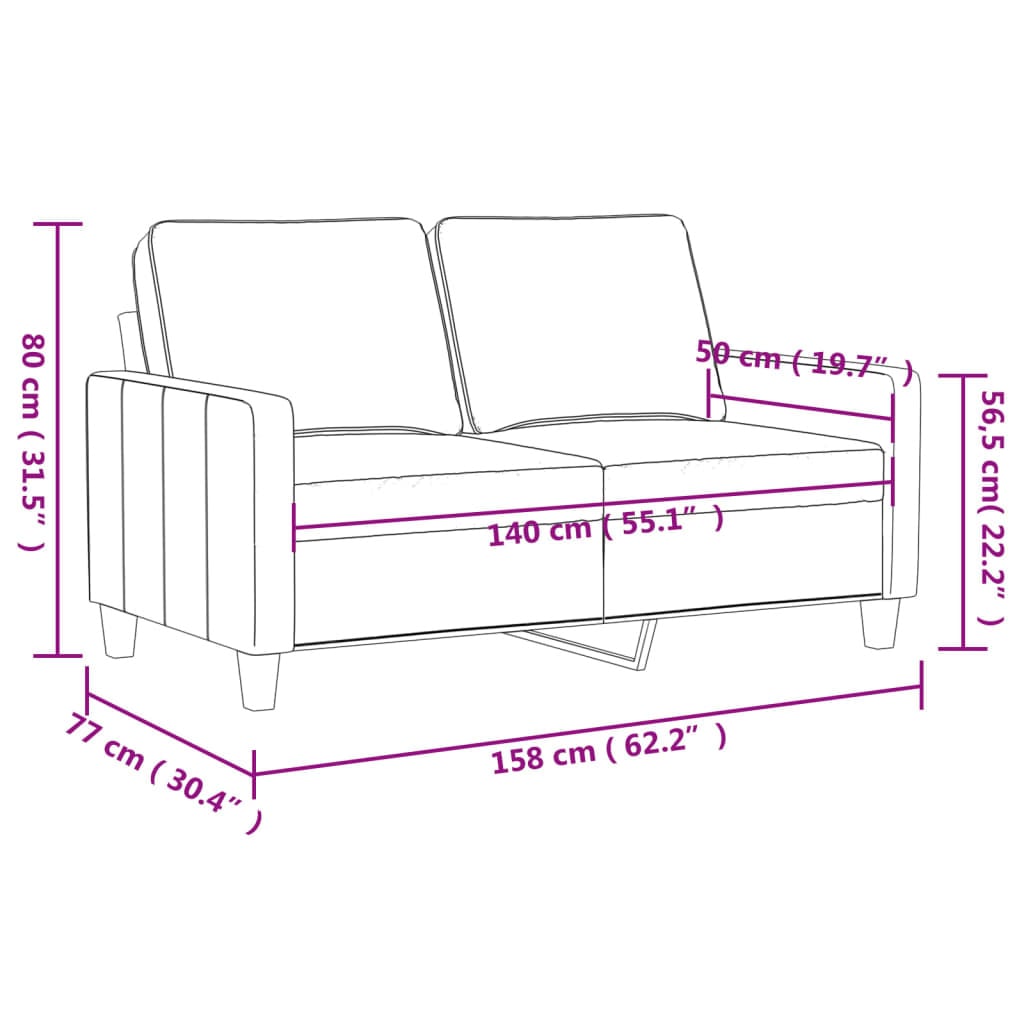 Canapé deux places en velours gris foncé - 140 cm - 35% de remise