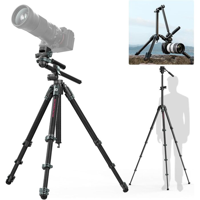 Trépied vidéo 187 cm en carbone et aluminium - 35% de remise