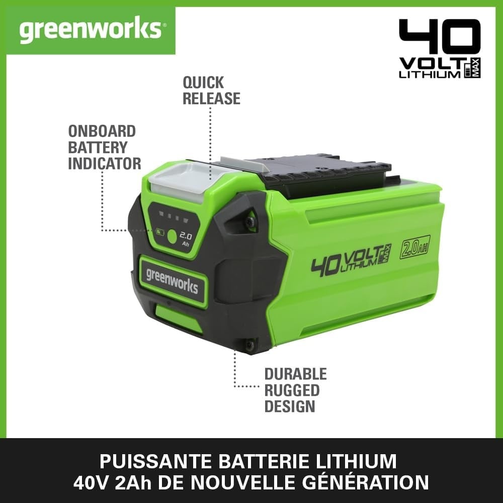Batterie Lithium-Ion 40V 2Ah - Système de charge rapide - 34% de remise
