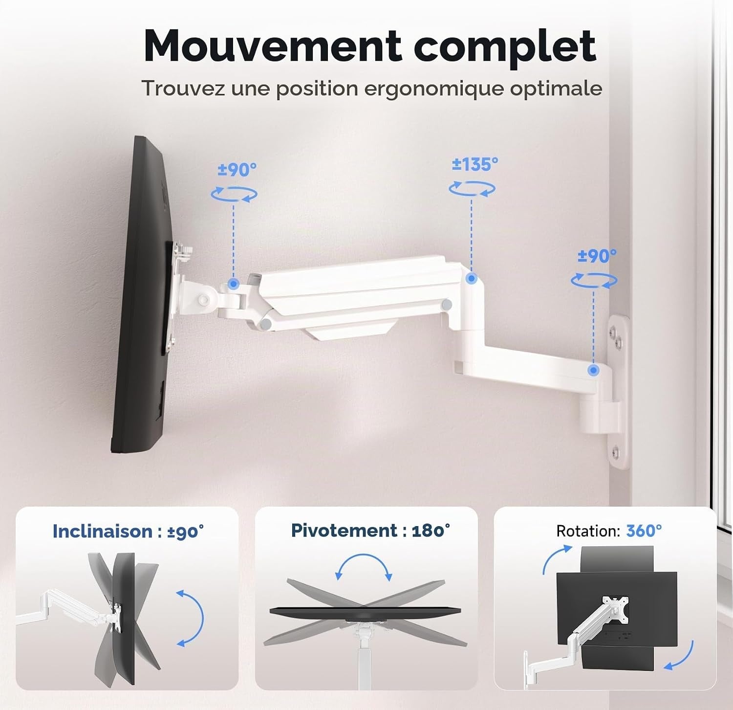 Support mural TV 13-32" articulé blanc - 32% de remise