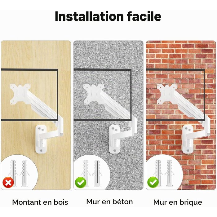 Support mural TV 13-32" articulé blanc - 32% de remise